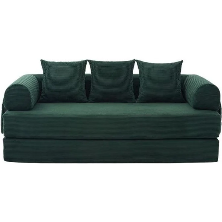 LVHOM Loungesofa faltbar mit Schlaffunktion, Stabil-/abnehmbarer Außenrahmen aus Metall, frei kombinierbar, Liege- oder Klappsofa, 3 Kissen, Hochelastischer Schaumstoff, weicher Cordstoff, Praktische Seitentaschen zur Aufbewahrung, Ideal für flexible R... – Bild 4