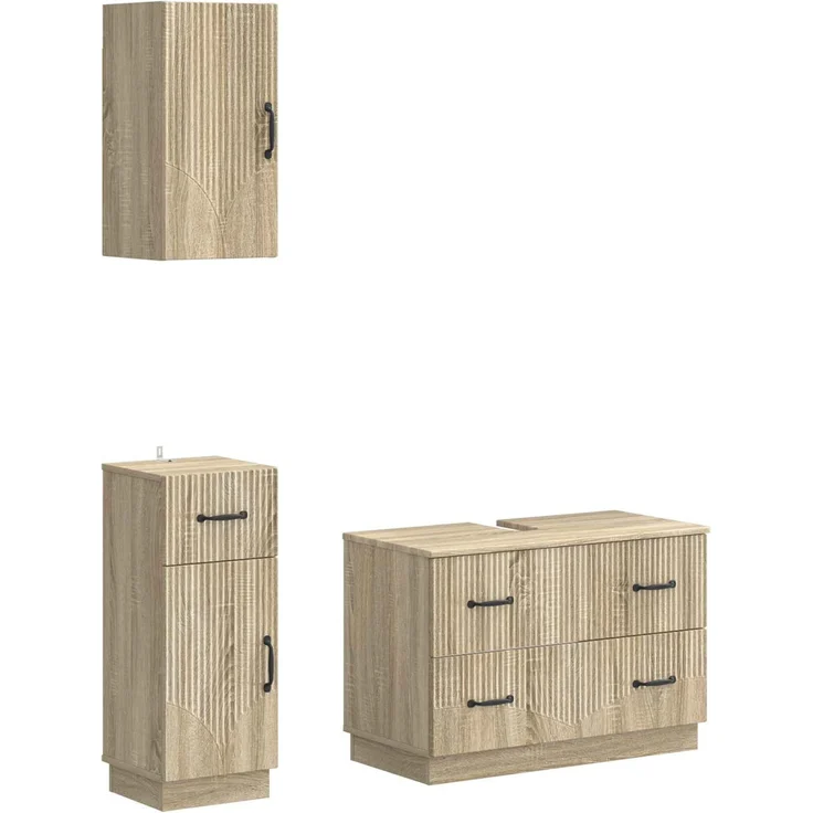 vidaXL 3-teiliges Badezimmer-Schranksystem HOORN Sonoma-Eiche 3417794 – Bild 2