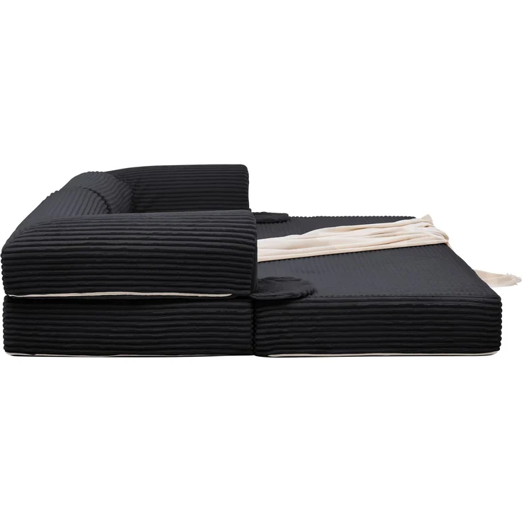 LVHOM Modulares Sofa 2 Sitzer, Schlafsofa mit Seitentaschen, Klappsofa mit Schlaffunktion, kein Aufbau erforderlich, Cord, Schwarz – Bild 9