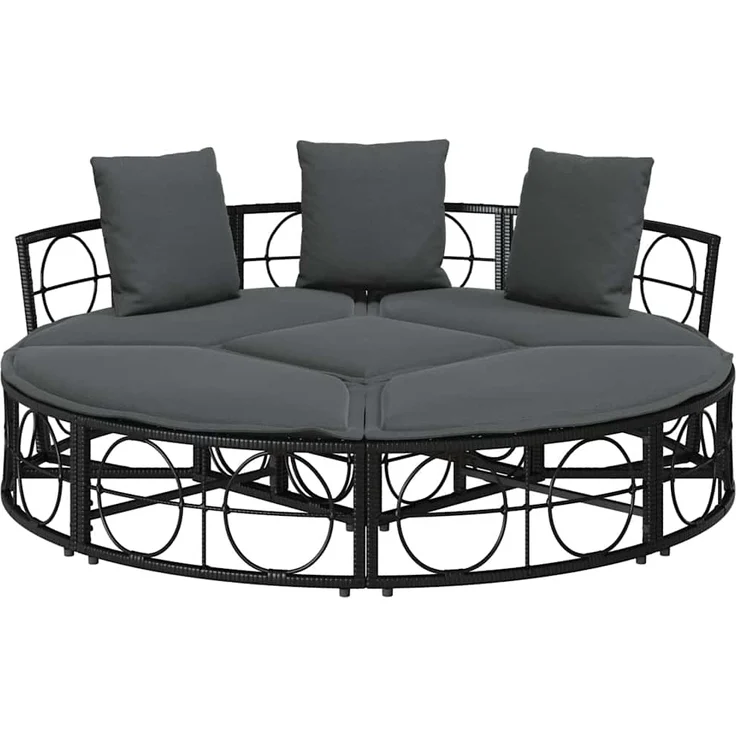 vidaXL Outdoor-Loungebett ohne Dach Schwarz Poly Rattan 4108236 – Bild 5