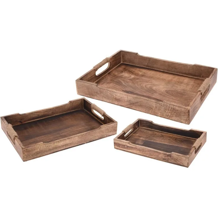 Meinposten Dekotablett Tablett Serviertablett Holz Mango braun Holztablett Deko Dekotablett