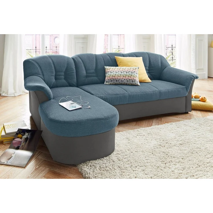 DOMO collection Ecksofa ELVA 233x142 cm, elegante Rückensteppung, bequem, L-Form, whlw. mit Bettfunktion und Federkern – Bild 1