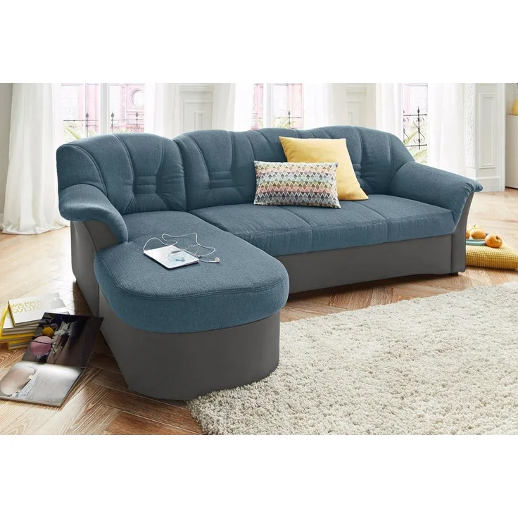 DOMO collection Ecksofa ELVA 233x142 cm, elegante Rückensteppung, bequem, L-Form, whlw. mit Bettfunktion und Federkern