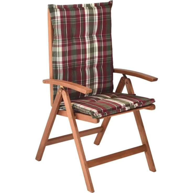 Borkum Gartenmöbel Set 13tlg, 6 Klappsessel, 6 Auflagen, Klapptisch 135 x 85 cm, Eukalyptus – Bild 3