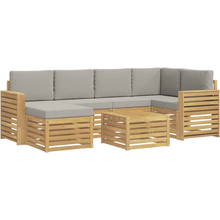 vidaXL Outdoor-Sofagarnitur 7 stk. 5-Sitzer Weiß und Hellgrau 3392161 – Bild 2