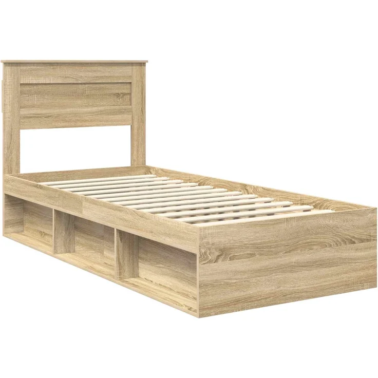 vidaXL Bettrahmen Sonoma-Eiche 90 x 200 cm Massives Kiefernholz 3409809 – Bild 3