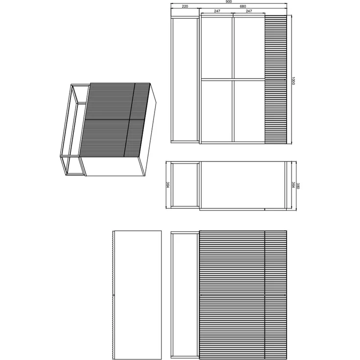 Selsey 'Veldio' Sideboard 2-türig mit Schubladen, schwarz mit Metallgestell, ca. 90 x 100 x 38 cm – Bild 7