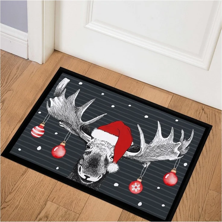 MoonWorks Fußmatte Fußmatte Elch Weihnachten Christmas Wintermotive Weihnachtsdeko, rechteckig – Bild 1