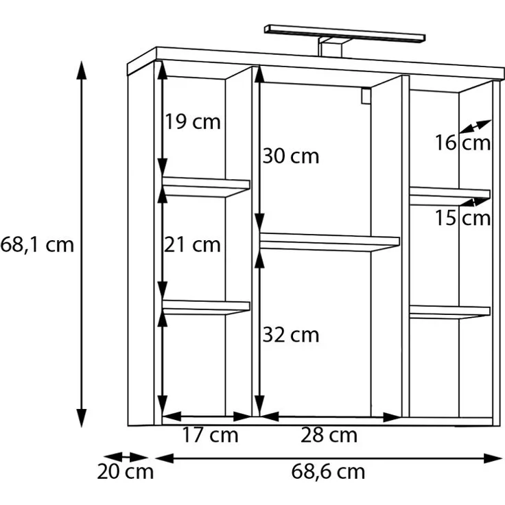 Badezimmerspiegelschrank >VERIS< in Sand / Spiegel - 68,6x68,1x20cm (BxHxT) – Bild 8