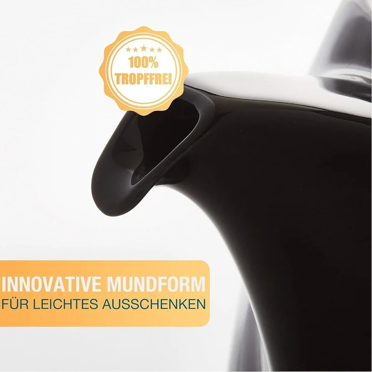 Thiru Teekanne mit Stövchen Porzellan, inkl. Edelstahl Siebeinsatz, 1.2 l, (Hitzebeständiges Porzellan aus Handarbeit), Innovative Mundform für leichtes Ausschenken – Bild 3