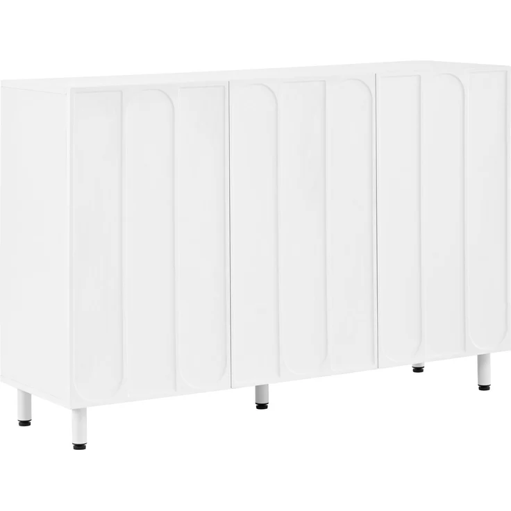 DESVIAE Sideboard Weiß aus MDF/Spanplatte – 120x80x37 cm – 3 Türen, verstellbare Böden – Bild 8