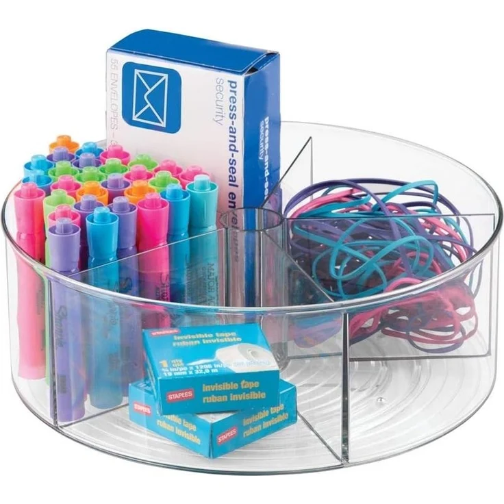 Drehteller Schreibtisch Organizer mit Trennwänden von mDesign Transparent – Bild 5