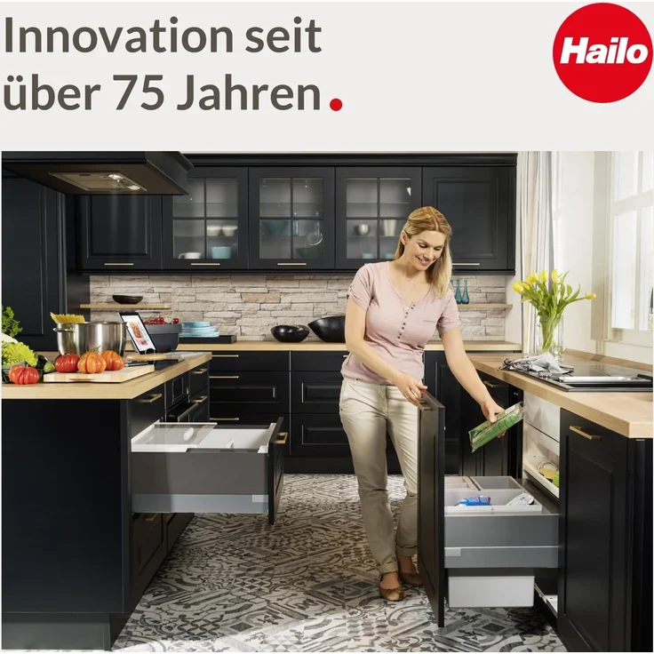 Hailo Inneneimer 38l aus Kunststoff signalgrau für ProfiLine Öko 35/XL – Bild 5