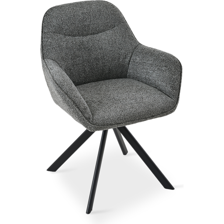 GOEURVANT 1370 Esszimmerstühle 2er-Set mit Armlehnen, 360° Drehbar, Chenille - Schiefergrau – Bild 6