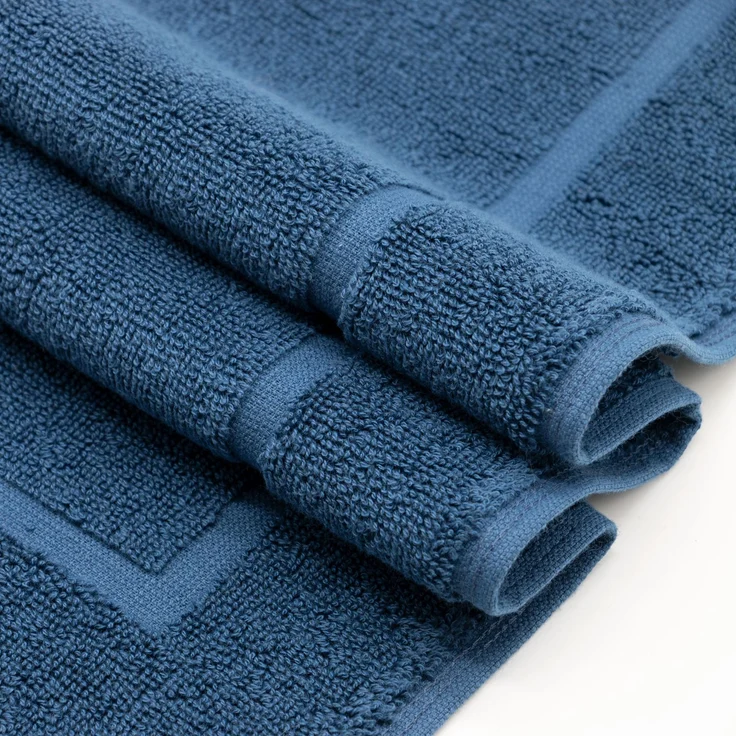 ZOLLNER 2er Set Badvorleger / Duschvorleger, 50x70 cm, 100% Baumwolle, blau – Bild 3