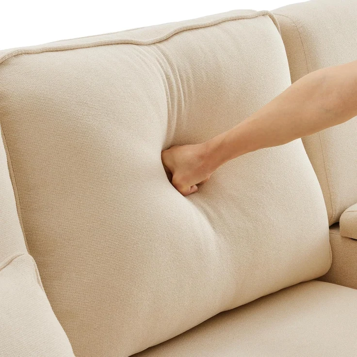 Ball & Cast Sofa mit 2 Getränkehaltern und 2 USB-Anschlüssen, Couch mit Schlaffunktion für Wohnzimmer, Wohnung, Büro, 290 x 83 cm, Beige – Bild 8