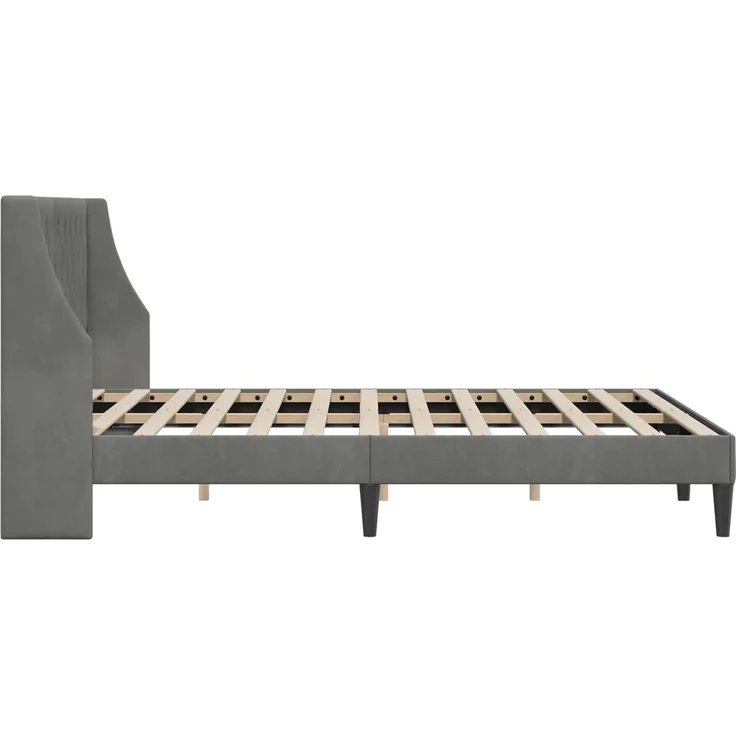 vidaXL Bettrahmen mit Kopfteil Dunkelgrau 137 x 190 cm Samt 42027463 – Bild 5