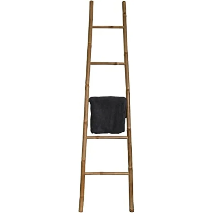 MSV Handtuchleiter BAMBOU, Dekorative Bambusleiter, Handtuchhalter, Kleiderständer, ohne Bohren, 5 Sprossen, 100% echter Bambus, Made in Vietnam, Höhe 150 cm, natur – Bild 3