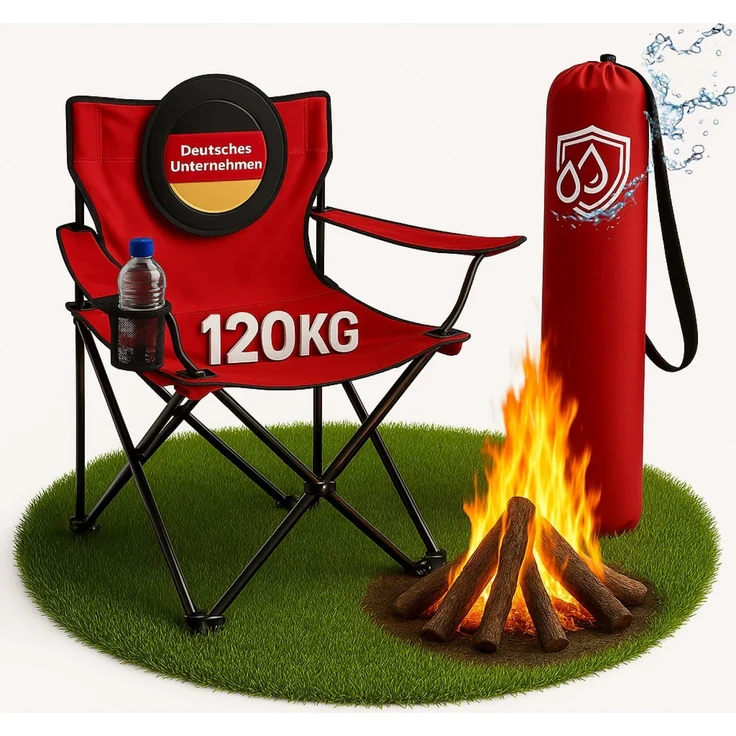 Coemo faltbarer Campingstuhl Faltstuhl mit Tragetasche in Rot – Bild 1
