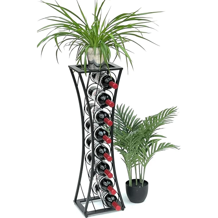 DanDiBo Weinregal Metall Schwarz Stehend Mika 80 cm 96536 Flaschenregal Flaschenständer Flaschenhalter Schmal Modern – Bild 3