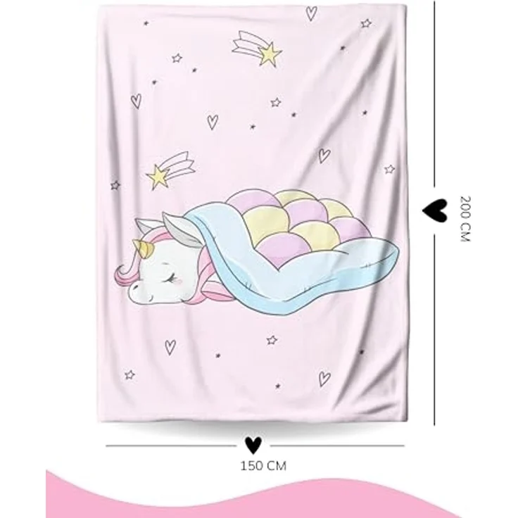 Wohndecke Einhorn Fleece-Decke 150x200 cm, Geschenk, kuschelige Unicorn Decke, MTOnlinehandel, Sofadecke, Überwurf für Einhorn Fans, passend zur Bettwäsche – Bild 5