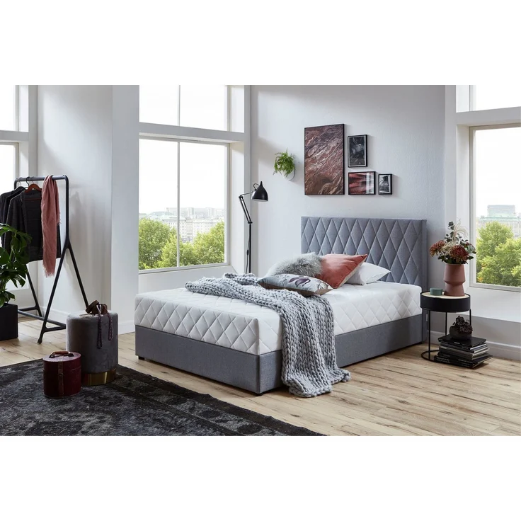 Atlantic Home Collection Stauraumbett Benita, mit Taschenfederkern 120x200 cm Hellgrau – Bild 1