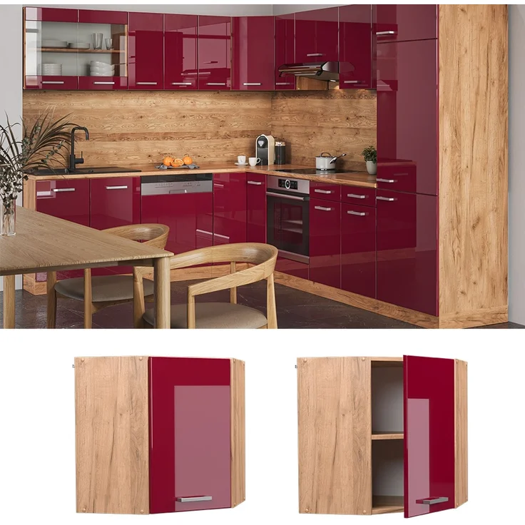 Eckhängeschrank R-Line Rot Hochglanz 57 cm Vicco – Bild 2