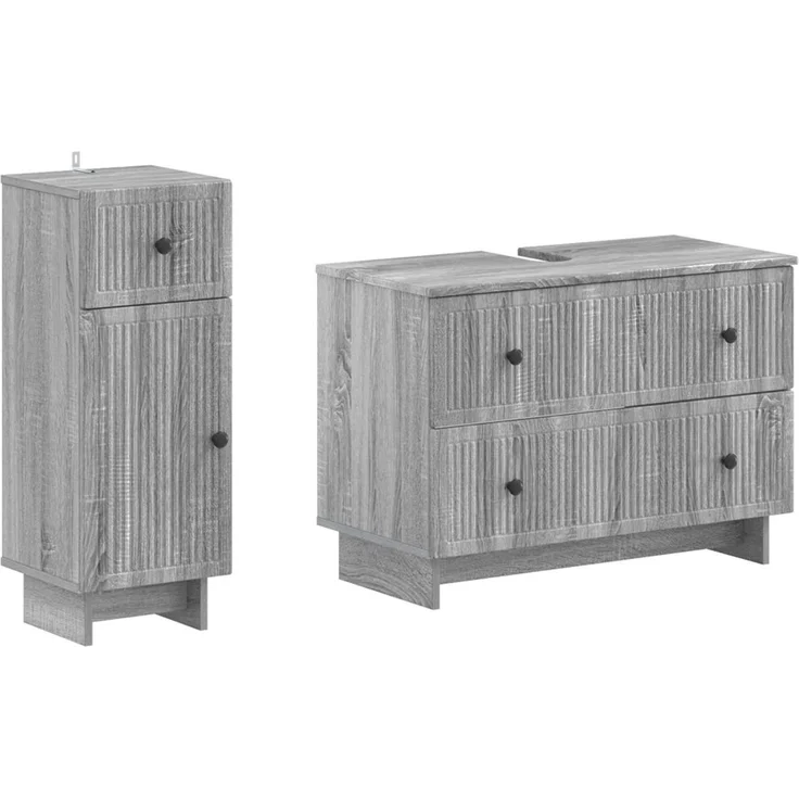 vidaXL 2-teiliges Badezimmer Schrank Set EDE Sonoma-Grau Holzwerkstoff 3417663 – Bild 1