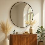 Albatros Spiegel rund schwarz mit Metallrand, 50cm Durchmesser, für Wohnzimmer, Badezimmer, Flur, Schlafzimmer, groß, Wand