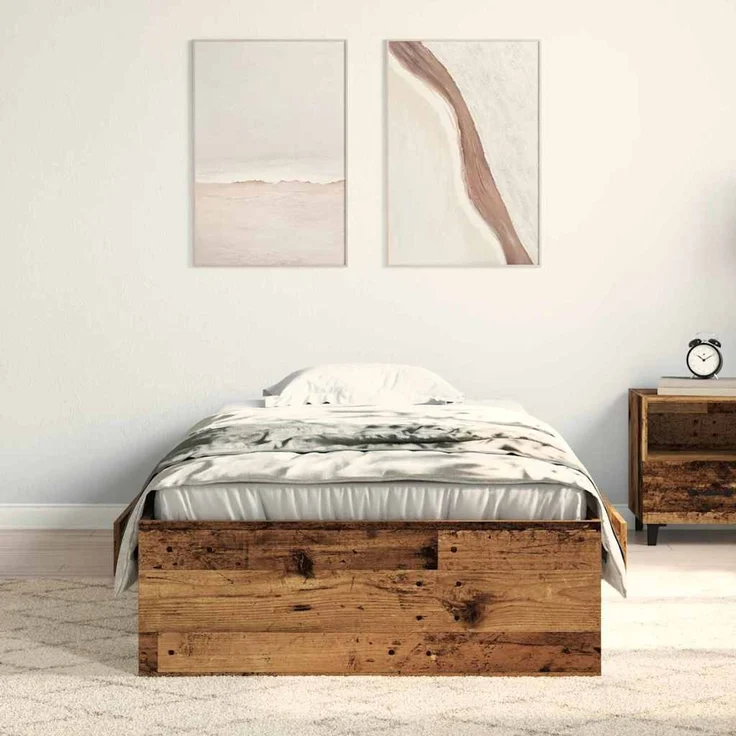 vidaXL Bettrahmen mit Schubladen Altholz 100 x 200 cm Holzwerkstoff 3333981 – Bild 3