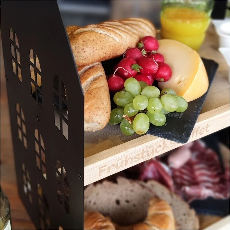 UNUS HOME Etagere Frühstücksbuffet Etagere, (schwarz aus Metall und Holz), Frühstücksregal Frühstücksbuffet Serviertablett Buffet – Bild 2