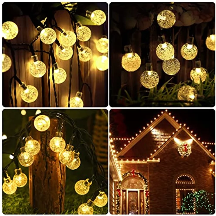 Solar Lichterkette Aussen Wetterfest, 60 LED 13,2M 43,3Ft 8 Modi IP65 Outdoor Lichterkette Solar aussen Wetterfest Lampions für Balkon Terassen Garten Bäume Weihnachtsdekoration Festival(warmweiß) – Bild 10