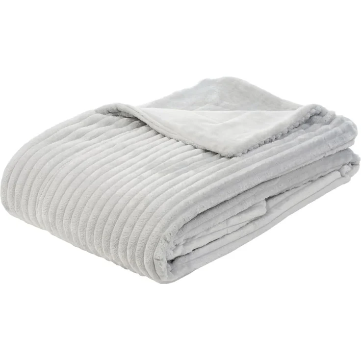 Gözze Wohndecke, kuschelweich, 1620g/Stück, Cord Optik, Polyester, Silber, 150x200 cm – Bild 1