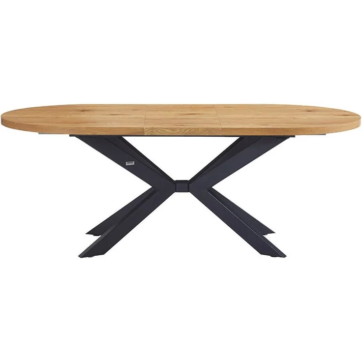 HOME DELUXE Essgruppe Oval Ausziehbar inkl. Sternfuß - 160 x 100 cm Light Oak 8 Stühle Grau / Braun – Bild 8
