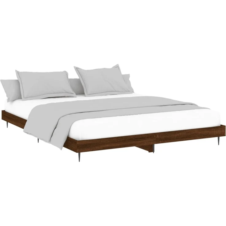 Doppelbett, Bettgestell Modernen ohne Matratze Braun Eichen-Optik 200x200 cm d1936e – Bild 3