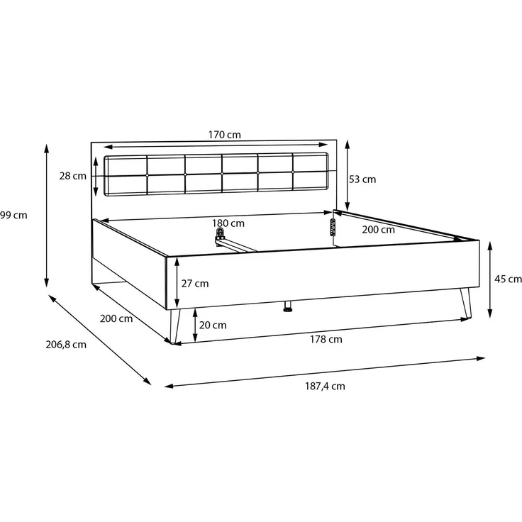 Bett Winston / Whenua, Holzwerkstoff, Grün, Holzfarben, 187 x 99 x 207 cm – Bild 4