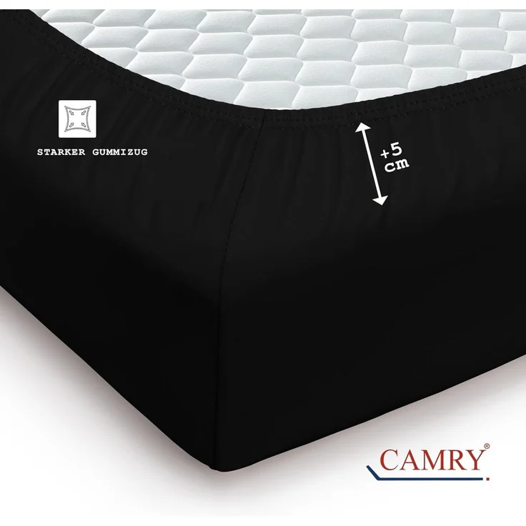 Camry Spannbettlaken CLASSIC Jersey 100% Baumwolle Spannbetttuch atmungsaktiv Gummizug, Jersey Baumwolle, Gummizug: rundum, 100% Baumwolle, alle Matratzenhöhen, atmungsaktiv, pflegeleicht – Bild 4