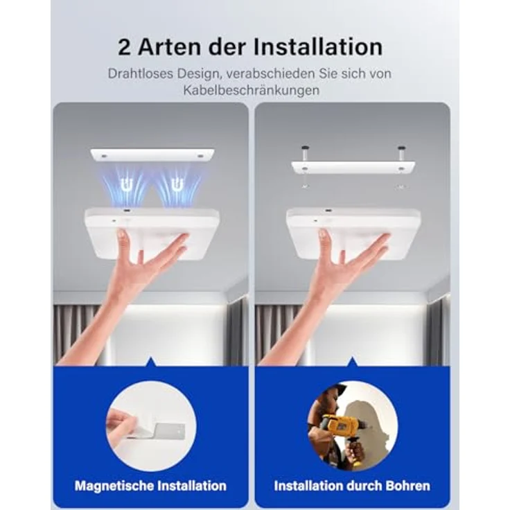 Leselux Akku Deckenlampe mit Bewegungsmelder, USB Aufladbar, 3 Farbtemperaturen, Ultrathin Design für Flur, Treppe, Balkon und Garage – Bild 5