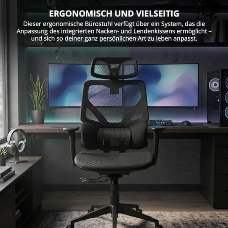 DRIFT GAMING DRAIR400 - Professioneller Gaming Chair, hochwertiges Mesh und verstärktes Polymer, 4D verstellbare gepolsterte Armlehnen, Kolbenklasse 4, drehbar, neigbar, verstellbar, schwarz. – Bild 6