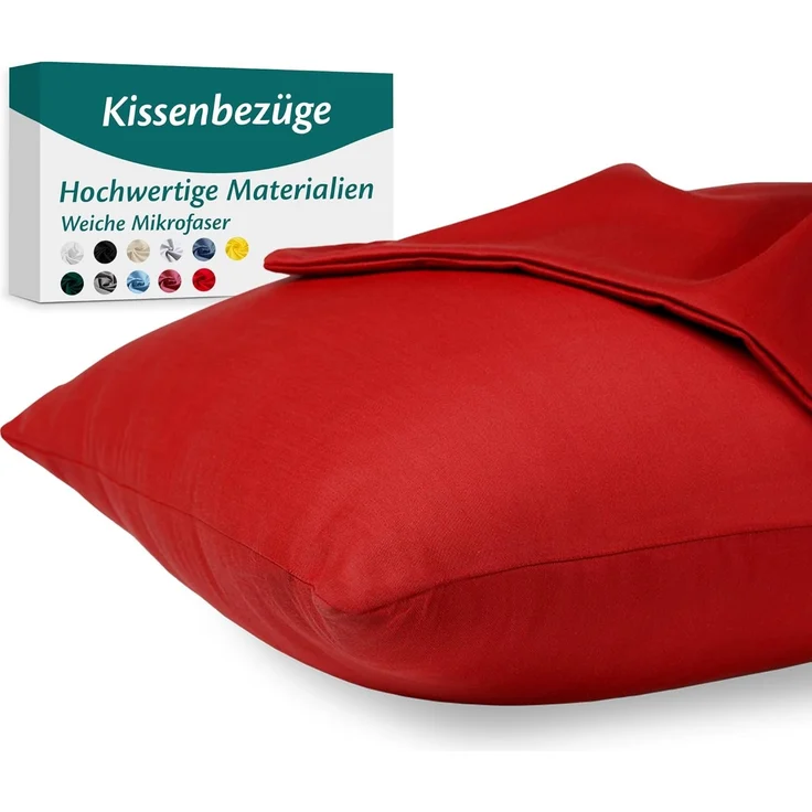 Kissenbezug 40x60 Mikrofaser Premium 2er Set Kissenhülle Deko für Kissen Bett/Sofa Stoff Superweicher Resistent Hypoallergen Anti-Milben Atmungsaktiv Kopfkissenbezug mit Verdecktem Zip Voll Waschbar