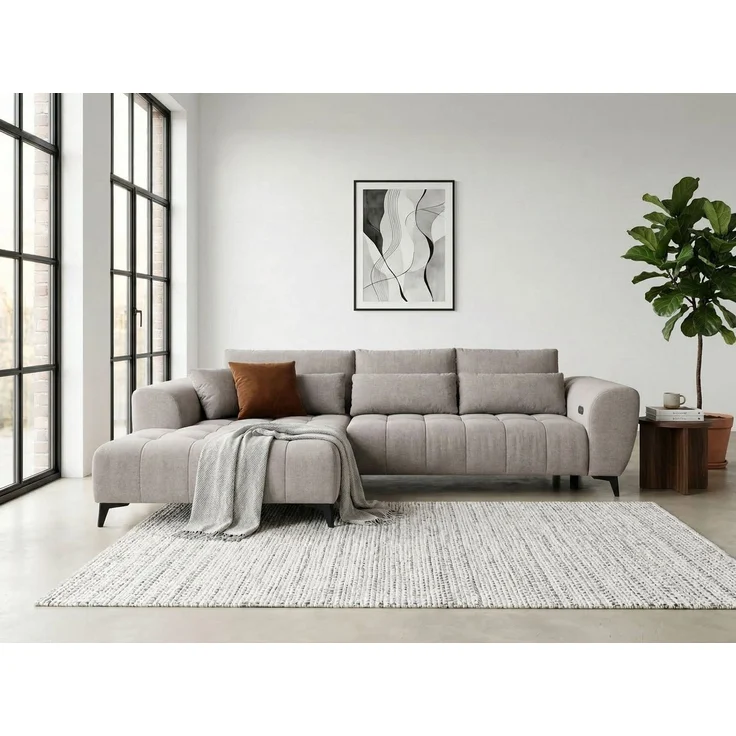 WERK2 Ecksofa Garay inkl. elektr. Sitztiefenverstellung, bodenfrei, viel Platz, Luxus-Microfaser, L-Form, XXL, elektrische Sitztiefenverstellung – Bild 1