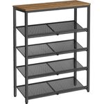 Vasagle 'LBSDE038K01' Schuhregal 5-stöckig, honigbraun-tintenschwarz, 28 x 75 x 93 cm