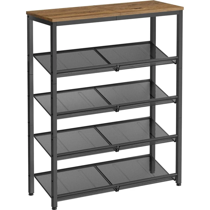 Vasagle 'LBSDE038K01' Schuhregal 5-stöckig, honigbraun-tintenschwarz, 28 x 75 x 93 cm – Bild 1