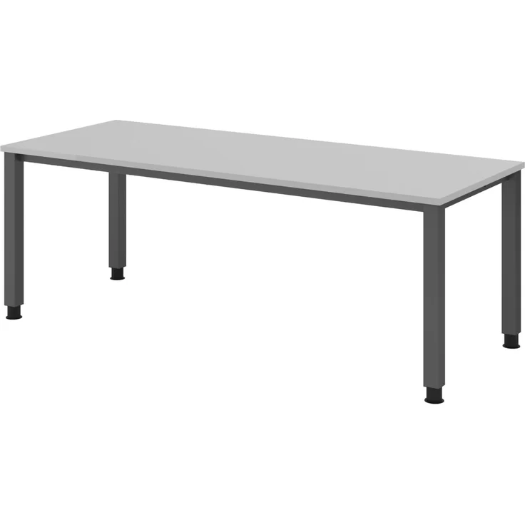 bümö manuell höhenverstellbarer Schreibtisch 200x80 cm in grau, Metall-Gestell: Graphit - PC Tisch höhenverstellbar & belastbar bis 140 kg, Büro- und Computertisch, QS-20-5-G – Bild 1