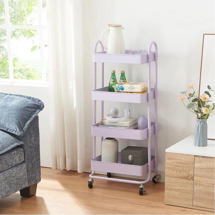 en.casa Küchenrollwagen Pyhäntä mit 4 Ebenen Lila, 103,5 x 46 x 35 cm – Bild 5