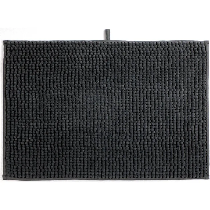 MSV Badteppich Badvorleger Duschvorleger Chenille Hochflor Badematte 40x60 cm – Grau
