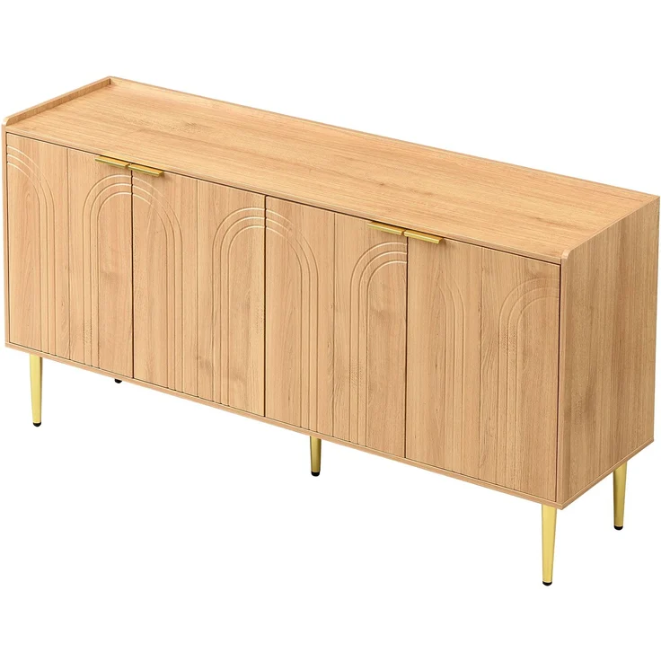 ZUBALIYA Sideboard 140x38x75 cm, aus MDF, Natur – Bild 17