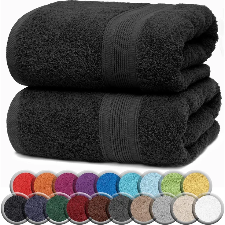NatureMark 2er Pack SAUNATÜCHER Premium Qualität 80x200 cm SAUNATUCH Sauna-Handtuch 100% Baumwolle Farbe: Schwarz