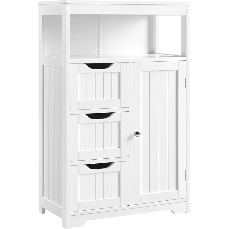 Yaheetech Badkommode mit Schubladen und verstellbarem Regalbrett, Holz, 86,5 x 29,5 x 55,5 cm, Weiß