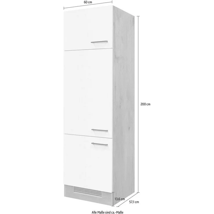 Flex-Well Kühlumbauschrank Vintea (B x H x T) 60 x 200 x 57 cm, mit Metallgriffen – Bild 2